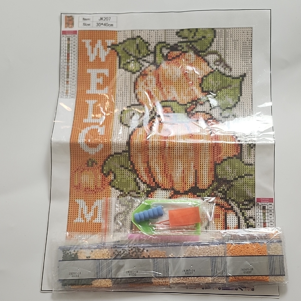 BN 2/$20 Pumpkin Welcome Diamond Art Kit 30 X 40 Cm